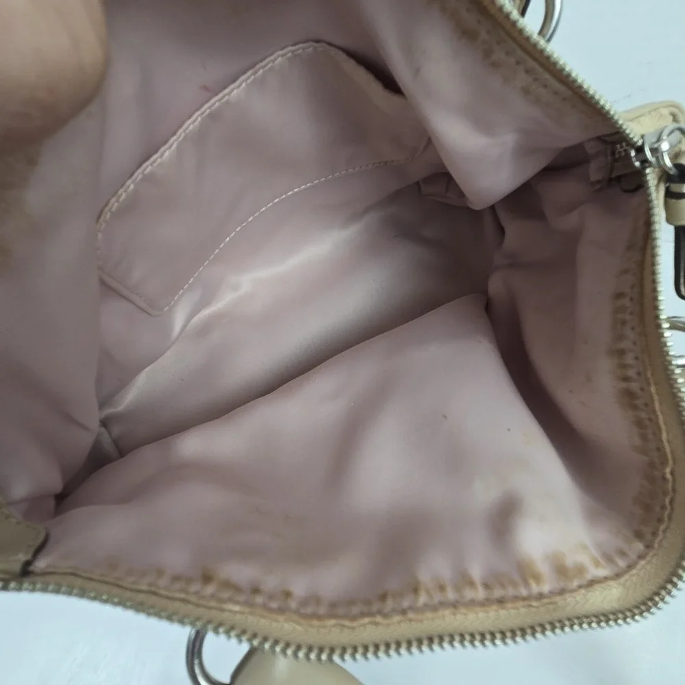 Coach Madison Mini Shoulder Bag Y2K Beige Leather Satchel Purse Buckles Vtg Y2K